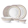Larah by Borosil Elega Fluted Series Opalware Dinner Set Of 4 Full Plate, 4 Quarter Plates, 4 Veg Bowls and 1 Serving Bowl | Bone-Ash Free Crockery Set for Dining Table (White, 13 Pieces)