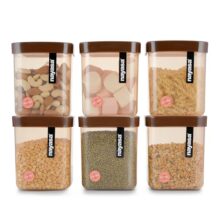 Nayasa Fusion 1000 ml BPA Free Food Grade Airtight Kitchen Storage Stackable Containers – Set of 6 | Brown