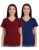 Amazon Brand – Symbol Women’s Solid Regular Fit Half Sleeve T-Shirt (2VN12_Wine&ink Blue_L) (Combo Pack of 2)