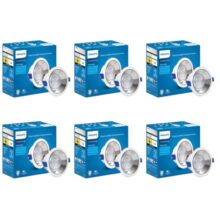 PHILIPS 12 Watt Chrome Reflector LED Ceiling COB Round Spot Light with Focused Beam | Cut Out: 102mm | Cool Day Light, Pack of 6 (Deco Bright)
