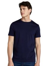 Symbol Premium Men’s Cotton Super Soft Round Neck Solid T-Shirt: Regular Fit (SYP-A22-TS-01_Navy Blue_L)