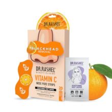 DR.RASHEL Beauty Elixirs Vitamin C Nose Strips with Witch Hazel & Activated Charcoal for Blackhead Removal, Oil Control & Deep Pore Cleansing 10 Strips + 10 Wipes