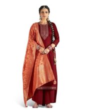 Amazon Brand – Myx Women’s Unstitched Embroidered Salwar Suit Dress Material With Dupatta (SS26-MYX-SJ-EMBRTS2_Maroon)
