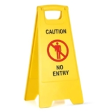 GLUN® Caution Sign Board No Entry, Size 24 * 15 * 12 Inch Bright Yellow Colour Clear & Bright Font PP Material, UV Resistant, Two-Side Floor Sign Board