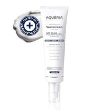 Aqueria Brightening & Moisturizing Multi-Active French Sunscreen Spf 50 Pa++++ | In-Vitro Tested | 5% Niacinamide, 5 Ceramides & Vitamin E | Modern Uv Filters | Broad Spectrum Uva/Uvb & Blue Light Protection | Lightweight, No White Cast, Sweat Resistant | Suitable For Daily Use | For Normal, Dry & Sensitive Skin | 50G