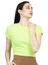 Tokyo Talkies Women Round Neck Short Sleeve Tops TTTP009940 Green S