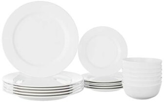 Amazon Brand – Solimo Ceramic Geometric Dinner Set( White ,18 Pieces )