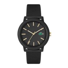 Lacoste Men Analogue 12.12 Qtz Basic Black Round Dial Watch|Black Silicone Material|Multi Color Band – 2011233
