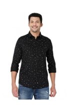 Spykar Men’s Polka Dots Regular Fit Shirt (YTMSH-02BBPS-02BLACK_Black