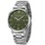 Giordano Analog Quartz Watch for Men with Round Green Dial, Roman Indices, Date Function, Luminous Hands, Silver Stainless Steel Strap – GZ-50211-22