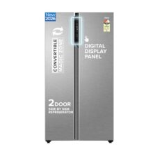 Haier 596L 3Star 2 Door Side By Side Frost Free Refrigerator|100% Convertible|Expert Inverter|Digital Display Panel|Twist Ice Tray|Deo Fresh Technology (Hes-690Ss, Shiny Silver)