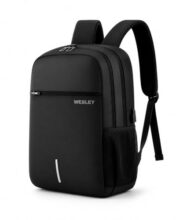 Wesley Zeus Usb charging Travel Laptop Backpack with 15.6 inch Laptop Compartment business/Office/School/college/Travel/Gifting Bag for men and women (Black)