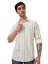 Spykar Men Slim Fit Green Striped Casual Shirt (Size: 3XL)-MSHST1BE246-Lint Green