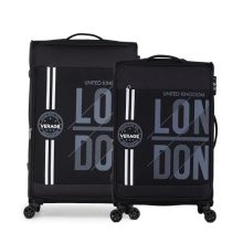 V Lite – Moscow Combo Set Of 2 (Medium + Large) Softside Trolley Bag, Check-In 24″&28″ Expandable Suitcase Travelling Luggage With Anti-Theft Zippers For Men And Women (Black)