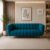 PHIRKCRAFT Velvet 3-Seater Kiki Sofa for Living Room | Modern Upholstered Couch with Channel-Tufted Backrest & Metal Accent Legs | Comfortable Seating for Bedroom, Office Lounge & Home Décor | Blue