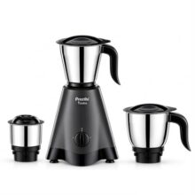 Preethi Tiara 500 Watts Mixer Grinder, 3 Jars (Stainless Steel), Perfect for Grinding Masalas, Chutneys and Purees, 2 Year Warranty, Lifelong Free Service, Black