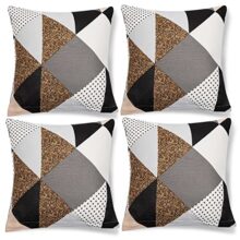 HOKIPO Stretchable Cushion Cover 16×16 in, Set of 4, Multicolor