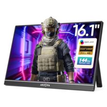 ARZOPA 16.1”144Hz Portable Monitor, 106% sRGB FHD 1080P Kickstand Portable Gaming Monitor with Speaker HDR, Ultra Slim, Eye Care Screen for Laptop, PC, Mobile,PS5, MacBook- USB C & HDMI Connectivity