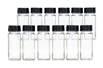 Vasukie Salt & Pepper Square Glass Spice Jar with Black Sifter Two Sided Sifter Cap,Masala jar Spice Container (Each Bottle 120ml)(12 Piece)