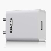 Portronics Adapto 62 Por-1062 Usb Wall Adapter With 2.4A Fast Charging Single Usb Port Without Cable For All Ios & Android Devices (White)