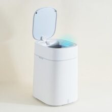 Lifelong Automatic Motion-Sensor Dustbin with Slow Descent & One-Touch Operation,12 Litres,Silent,Odour Seal,Waterproof Bin for Kitchen,Bathroom & Bedroom,Hands Free,Stylish & Plastic (LLSD001),White