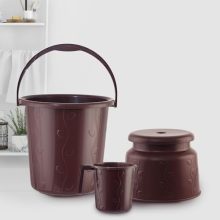 Cello Petal Bathroom Set | Sturdy And Durable | Lightweight And Rigid | Easy To Clean And Attractive Design | Small Set Of 3, Dark Brown