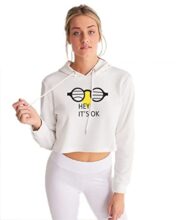 Leriya Fashion Women’s Lycra, Cotton and Polyester Half-Zip Sweatshirt (LF-W1437_White-Yellow_L)
