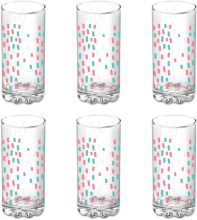 Milton (Pack Of 6) Treo D Ziner Torrent, Rainbow Sprinkles Glass Set Water/Juice Glass(316 Ml, Glass, Clear)