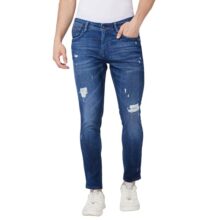 Spykar Mid Rise Tapered Fit Blue Jeans for Men (Size: 34)-MDANK1BD133_Dark Blue