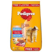 Pedigree Puppy Dry Dog Food, Meat & Milk Flavour, 20 + 2 Kg Free, Complete And Balanced Nutrition For All Breed Size Puppy Dogs