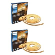 PHILIPS FlexiShine LED Strip Light 5M | 8 Watt per Meter | 120 LEDs/m | IP65 Waterproof LED Rope Light for Outdoor Balcony Garden Pathway Lighting | Flexible Decorative Lighting | Warm White Pack of 2