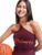 Tokyo Talkies Women Burgandy Typography Printed One Shoulder Crop Top