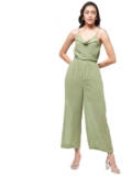Zima Leto Women’S Solid Cowl Neckline Jumpsuit Sleek One-Piece For Casual Or Evening Wear Comfortable Fit With Stylish Neckline