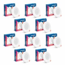 Crompton Star Lord JBNXT Junction Box Downlighter | 5W | Round | Red | Pack of 10 | Junction Box | Cutout: 3 inch, 75 mm | For use in halls, bedroom, kitchens, office, stores