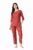 Ichaa Women’s Printed Cotton Night Wear Top and Bottom Night Suit Set (L) Red