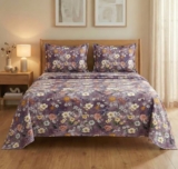 Bsb Home Cloud Cotton King Size Bedsheet Set 228 X 254 Cm, 220 Thread Count Soft & Breathable Cotton Bedsheet With 2 Pillow Covers, Floral Printed Bedding For Home (Dusty Lavender)
