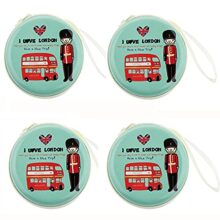 Stealodeal Round Aluminium Zipper Headphone Case London LC-02 All Earphones (Pack of 4)