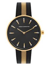 French Connection Stainless Steel Analog Black Dial Women’s Watch-Fcl22-B, Band_Silver