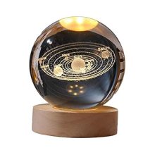 Gitgrnth 3D Galaxy Crystal Ball Lamp – Solar System Night Light, 3D Crystal Ball, Galaxy Lamp Ball, Galaxy Crystal Ball Light Lamp With Usb Powered 3.15 Inch Led Wooden Base, Perfect For Gifts