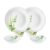 Larah By Borosil Fluted Series Green Herbs Opalware Dinner Set | 6 Piece For Family Of 2 | Microwave & Dishwasher Safe | Bone-Ash Free | Crockery Set For Dining & Gifting | Plates & Bowls | White