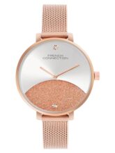 French Connection Silver with Rose Gold Shimmer Dial Analog Watch for Women – FCN089SRGM