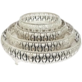 Decorative German Silver Tray Set of 4 Sets Designer Set Trays I Gifting Trays Set [Display for Home Wedding and Festive Decor Size 10 inch 8 inch 6 inch 4 inch. Without Stand Flat Trays.