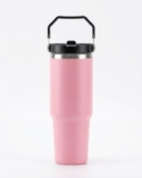 T&T KART Stainless Steel Vacuum Insulated Tumbler with Handle & Straw | Leakproof Travel Mug for Hot & Cold Drinks | Large Capacity Reusable Cup (900ml-lightpink)