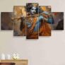 Saf Krishna Paintings For Wall Decoration – Set Of Five, 3D Modern Art Painting For Living Room Large Size With Frames For Home Decoration, Hotel, Office 76.2 Cm X 45 Cm Sanfpnls35473