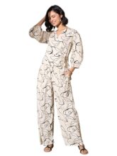 barcino Off-White Abstract Wrap Top With Palazzos
