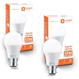 Orient Electric 12W High Glow Led Bulb| 180-Degree Wide Beam Angle| Voltage Surge Protection Up To 4 Kv| 6500K, Cool White| B22D Base| Made In India| Pack Of 2