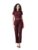 Unifringe Maroon Ribbed Co-Ord Set | Round Neck Crop Top With High Waist Pant (Maroon,M)