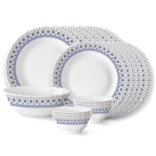 Larah by Borosil Ocean Fluted Series Opalware Dinner Set | 19 Pieces for Family of 6 | Microwave & Dishwasher Safe | Bone-Ash Free | Crockery Set for Dining & Gifting | Plates & Bowls | White