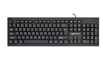 Amazon Basics Wired Multimedia Keyboard With 107 Keys, Usb 2.0 Interface, For Gaming Pc, Computer, Laptop, Mac