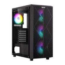 Geonix Hercules Rome Gaming Cabinet, 4 ARGB Fans, Mid Tower PC case, Black | Computer Case, Tempered Glass Side Panel, ATX/Micro-ATX/Mini-ITX Support, USB3.0/2.0 Ports, 300mm GPU Clearance, High Airflow